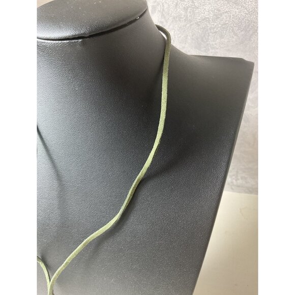 Buddha Pendant Necklace With Olive Green Suede Cord & Brass Clasp - Picture 3 of 4